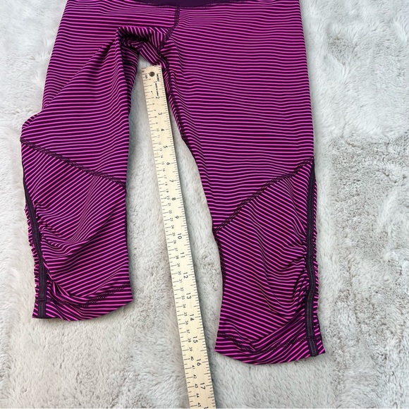 Lululemon Run For Your Life Crop Hyper Stripe Plum Pow Raspberry Glo Light 6 - Picture 7 of 8